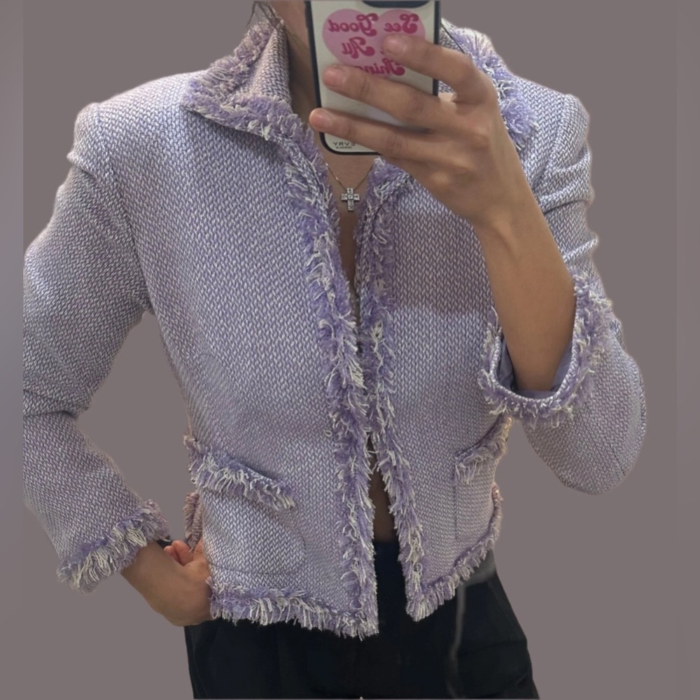 Lavender Tweed Crop Blazer